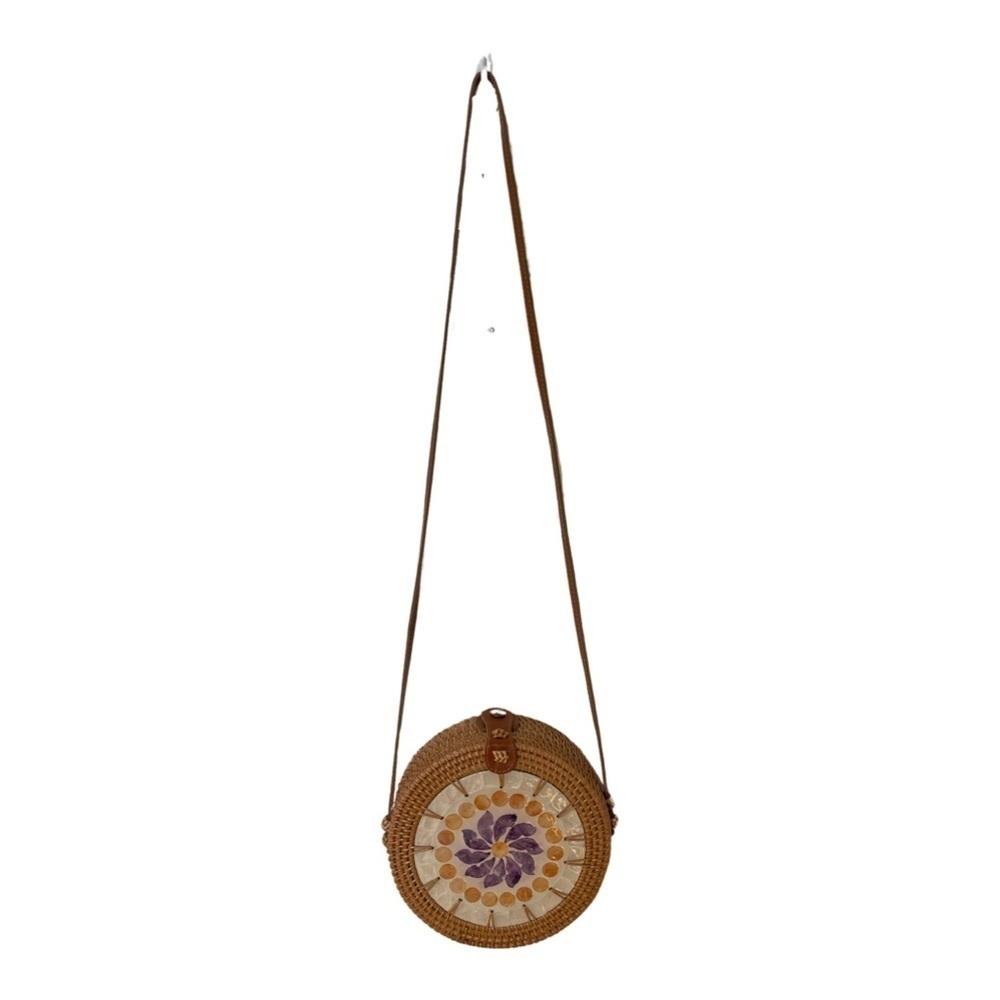 Unbranded Rattan Round Mandala Bag with mother of pearl inlay features - Picture 11 of 11